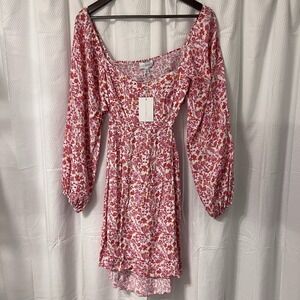 NWT Lucy Paris Floral Cottagecore Peasant Ruffle Midi Dress‎ Blossom Cut Out XS
